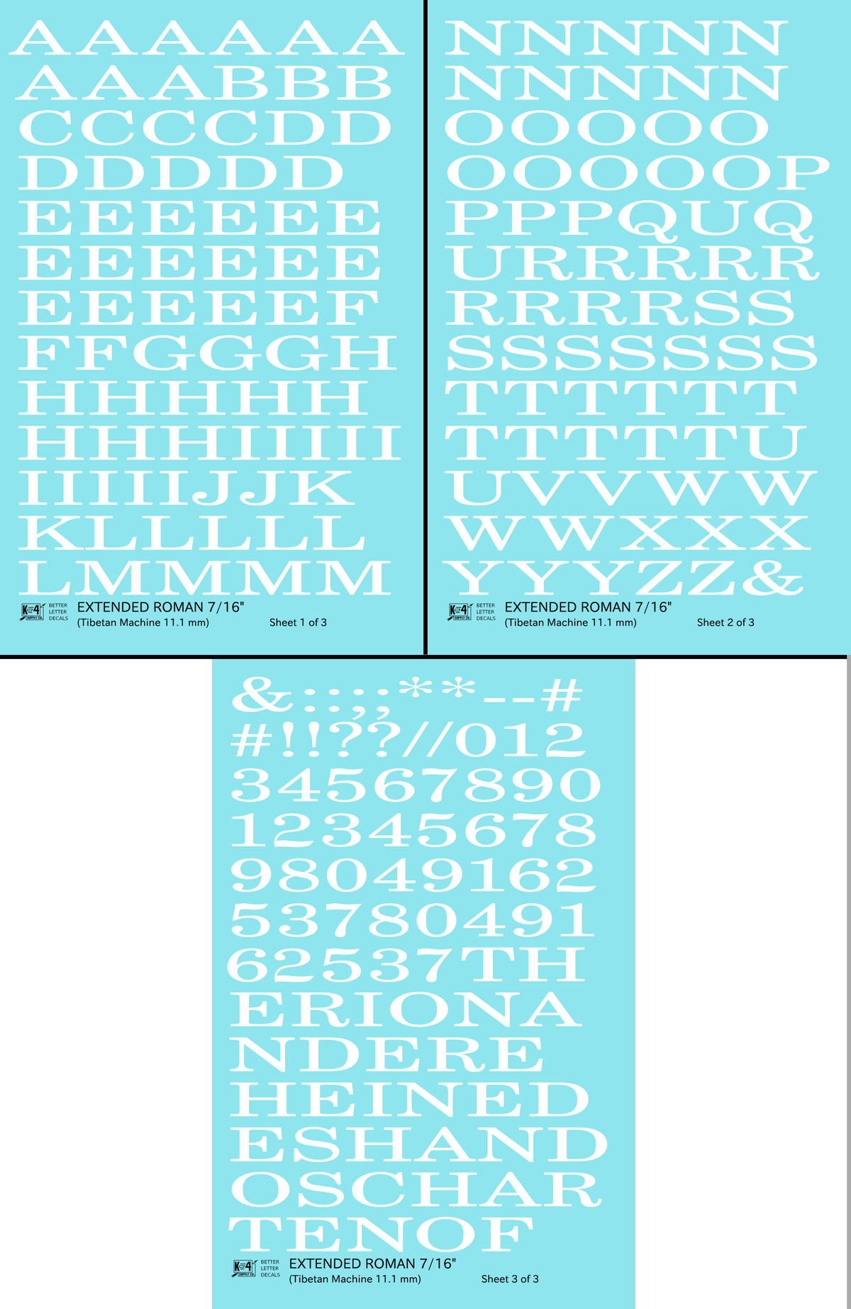 Extended Roman Letter Number Alphabet