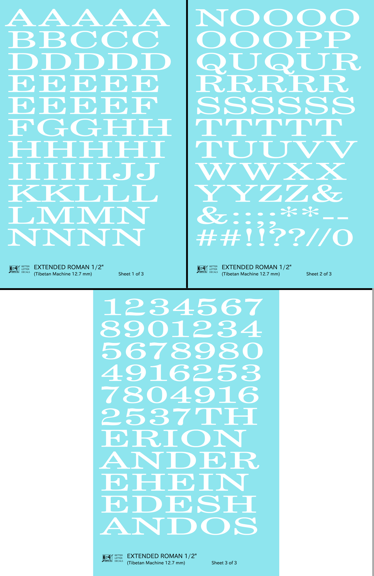 Extended Roman Letter Number Alphabet