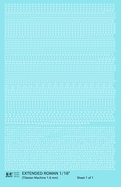 Extended Roman Letter Number Alphabet