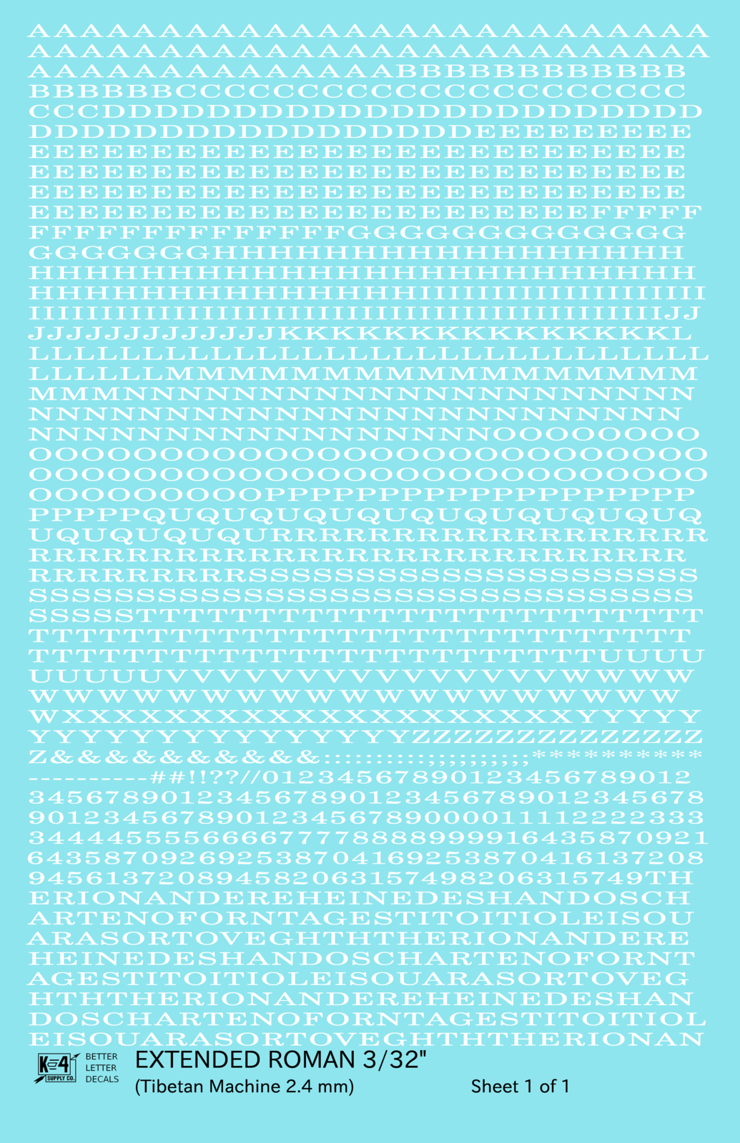 Extended Roman Letter Number Alphabet