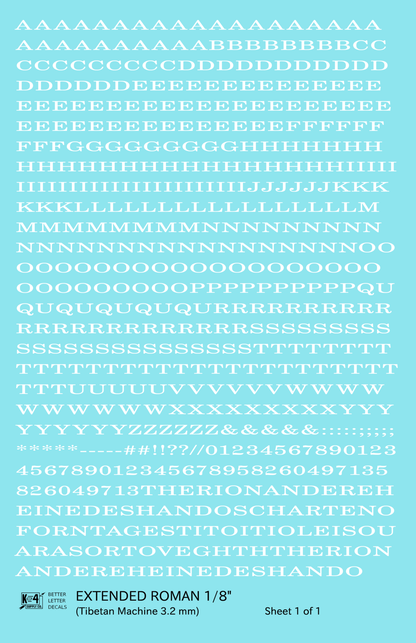 Extended Roman Letter Number Alphabet