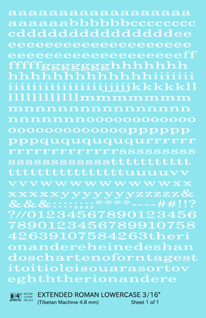 Lowercase Extended Roman Letter Number Alphabet