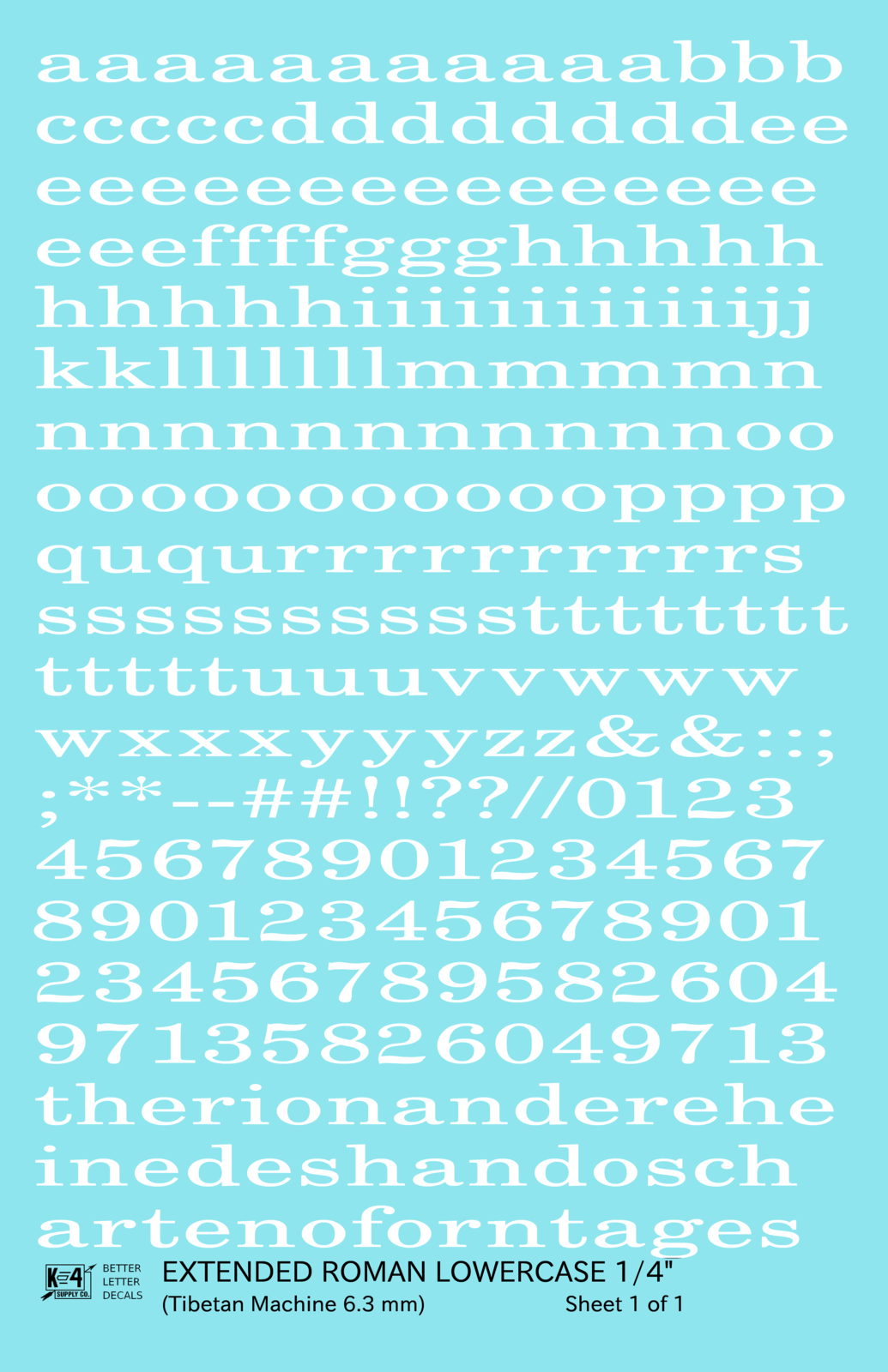 Lowercase Extended Roman Letter Number Alphabet
