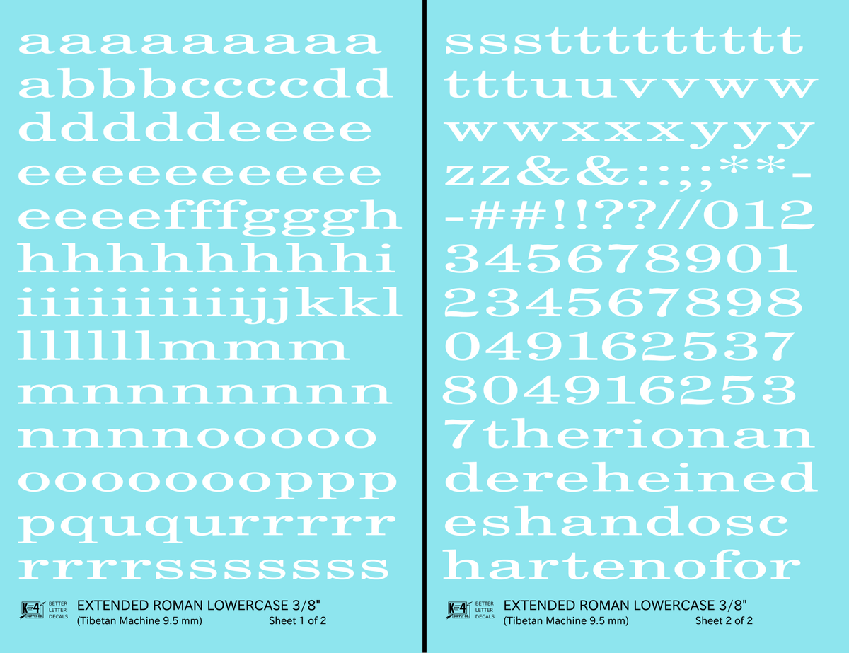 Lowercase Extended Roman Letter Number Alphabet
