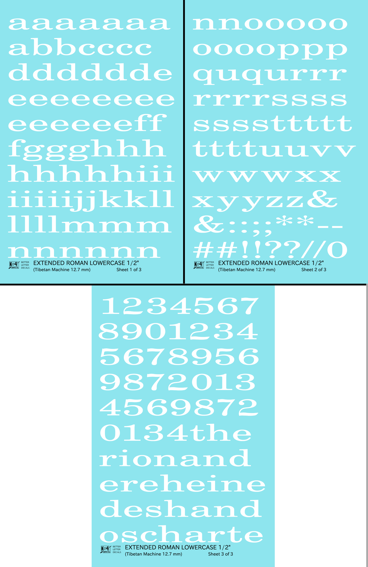 Lowercase Extended Roman Letter Number Alphabet