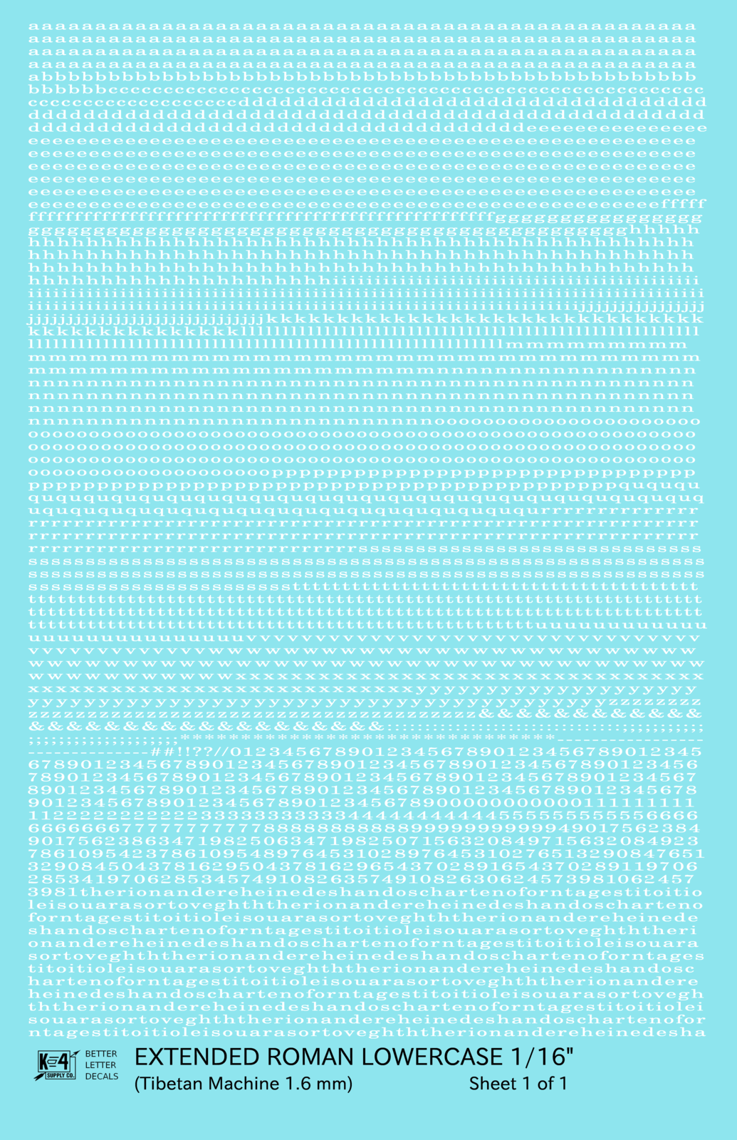 Lowercase Extended Roman Letter Number Alphabet