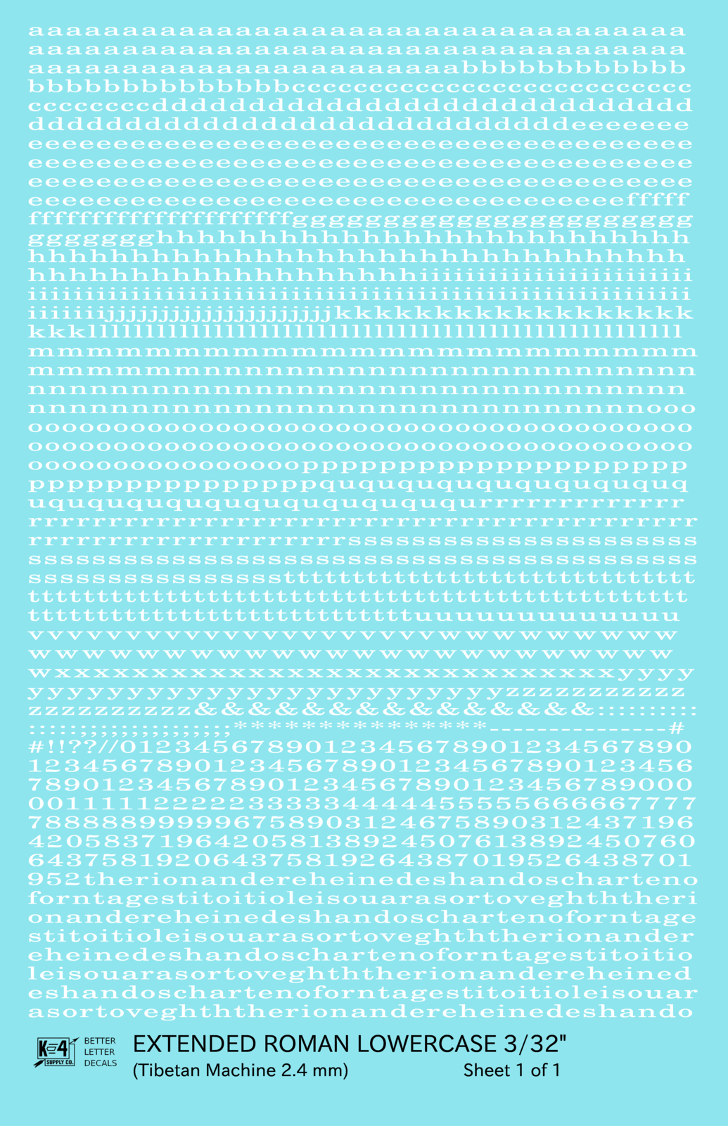 Lowercase Extended Roman Letter Number Alphabet