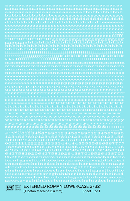 Lowercase Extended Roman Letter Number Alphabet