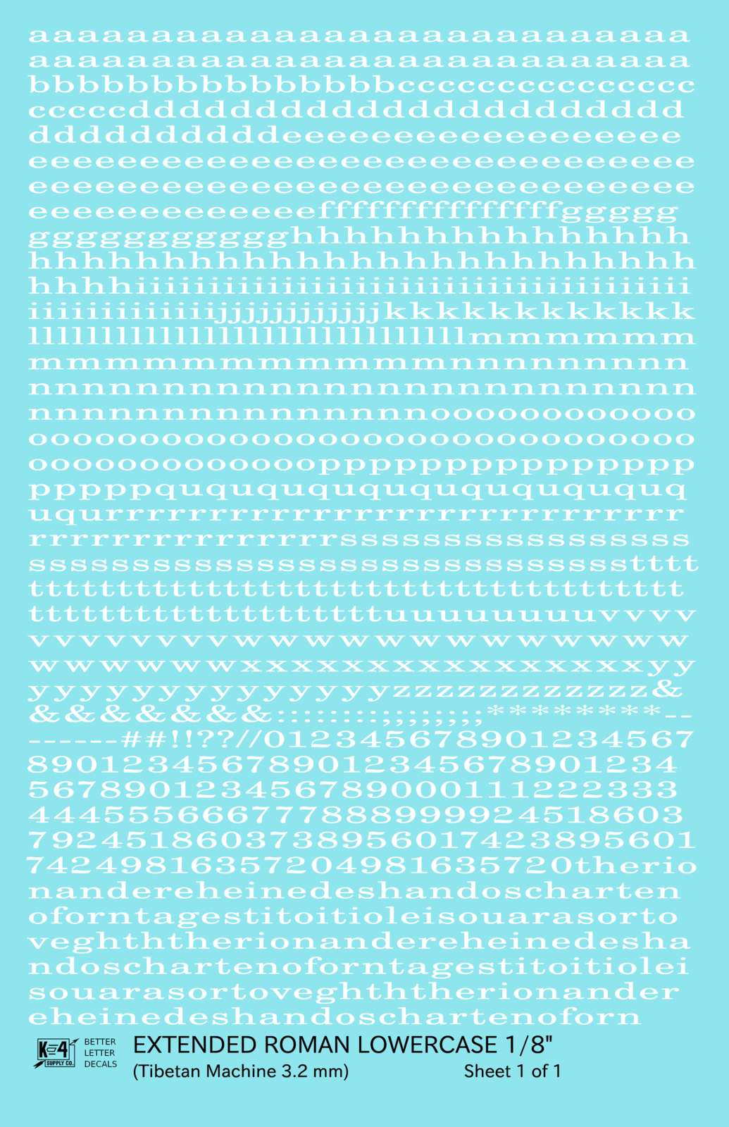 Lowercase Extended Roman Letter Number Alphabet