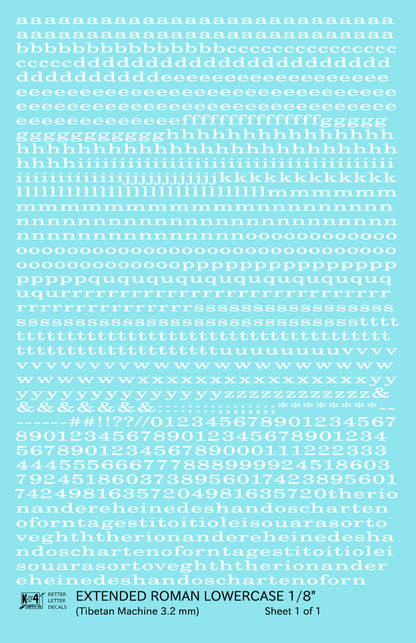 Lowercase Extended Roman Letter Number Alphabet