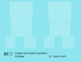 Freight Car Gothic Numbers  White 9, 7 and 4 Inch Renumber