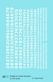 Freight Car Gothic Numbers  White 9, 7 and 4 Inch Renumber