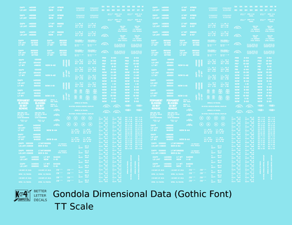 Dimensional and Weight Data Gondola Gothic Font