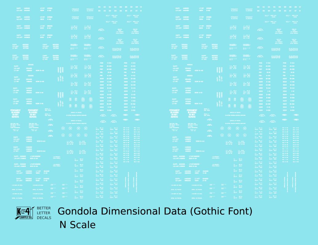 Dimensional and Weight Data Gondola Gothic Font