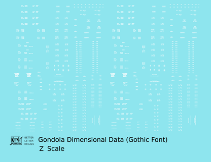 Dimensional and Weight Data Gondola Gothic Font