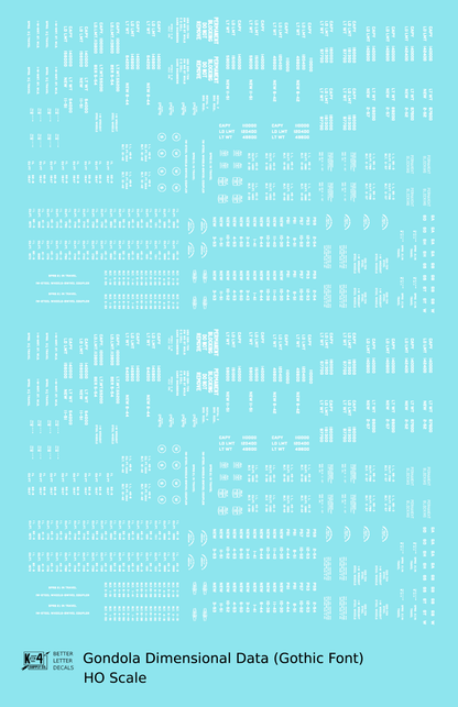 Dimensional and Weight Data Gondola Gothic Font