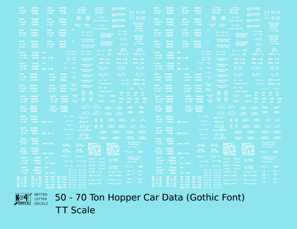 Dimensional and Weight Data 50 To 70 Ton Hopper Car Gothic Font