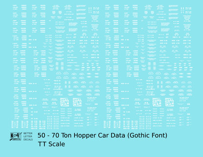 Dimensional and Weight Data 50 To 70 Ton Hopper Car Gothic Font