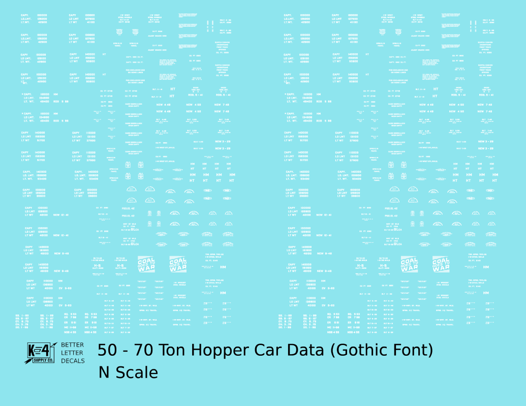 Dimensional and Weight Data 50 To 70 Ton Hopper Car Gothic Font