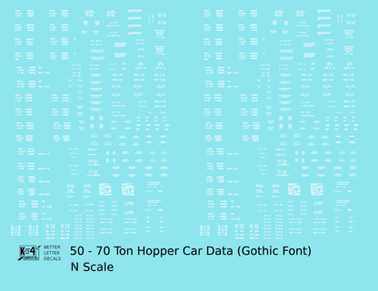 Dimensional and Weight Data 50 To 70 Ton Hopper Car Gothic Font