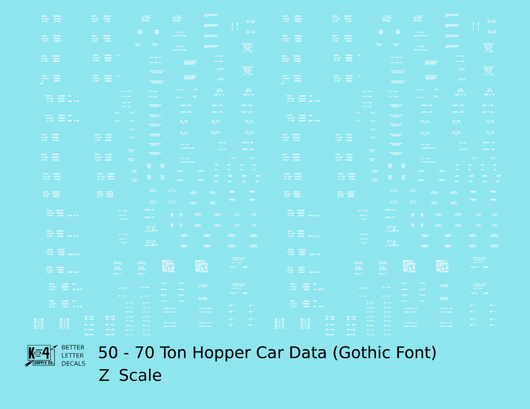 Dimensional and Weight Data 50 To 70 Ton Hopper Car Gothic Font