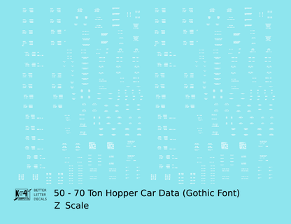 Dimensional and Weight Data 50 To 70 Ton Hopper Car Gothic Font