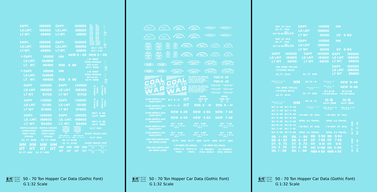 Dimensional and Weight Data 50 To 70 Ton Hopper Car Gothic Font