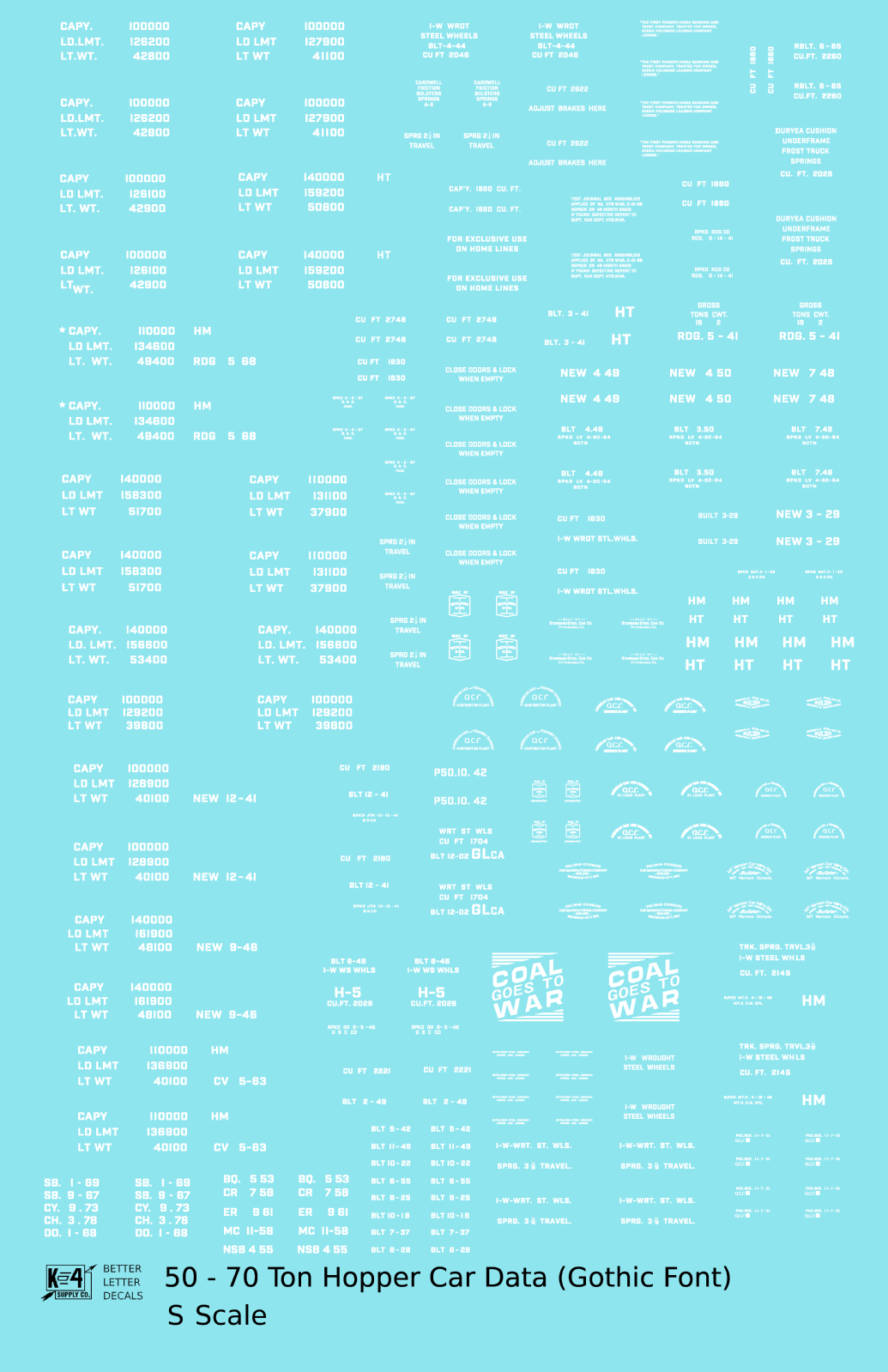 Dimensional and Weight Data 50 To 70 Ton Hopper Car Gothic Font