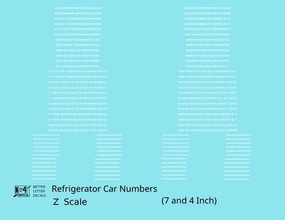 Reefer/Refrigerator Car Style Numbers  White 7 and 4 Inch Renumber