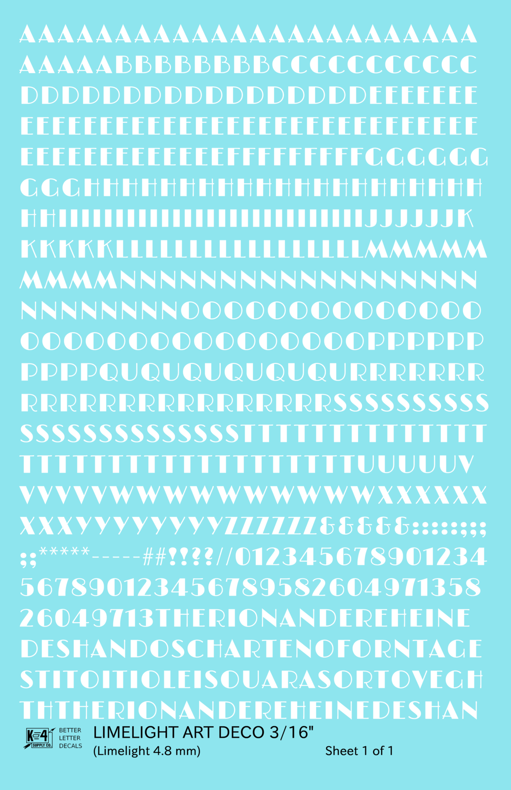 Limelight Art Deco Letter Number Alphabet