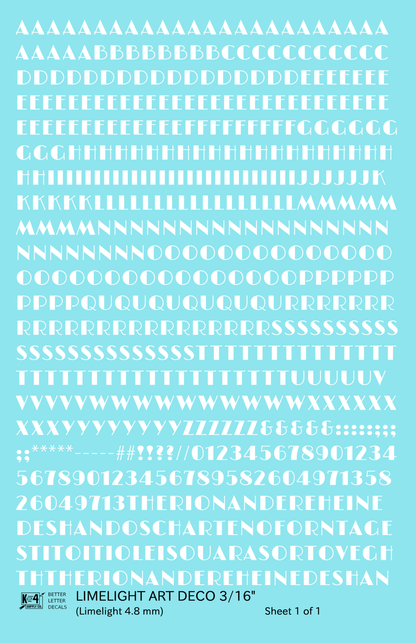 Limelight Art Deco Letter Number Alphabet