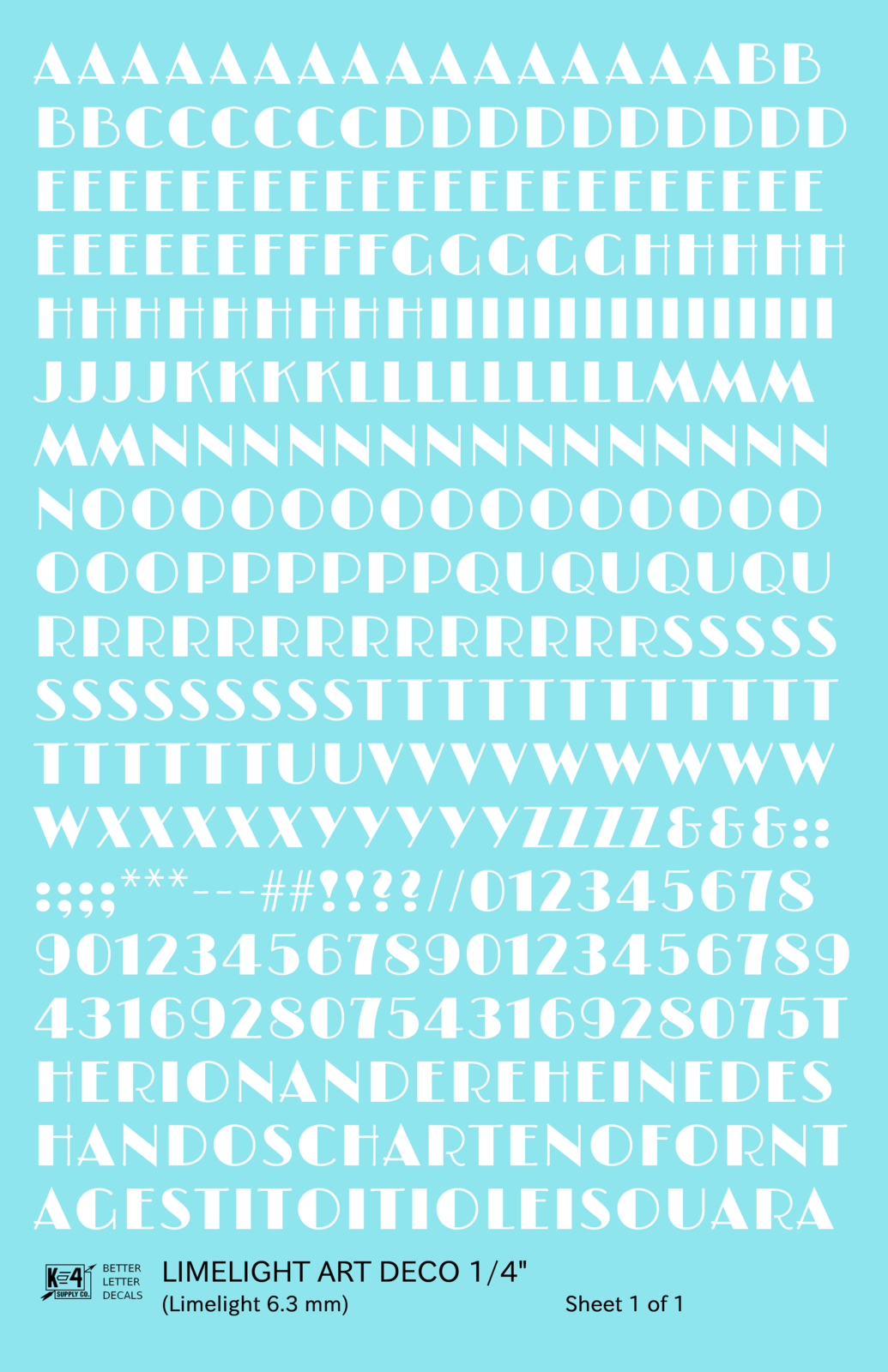 Limelight Art Deco Letter Number Alphabet