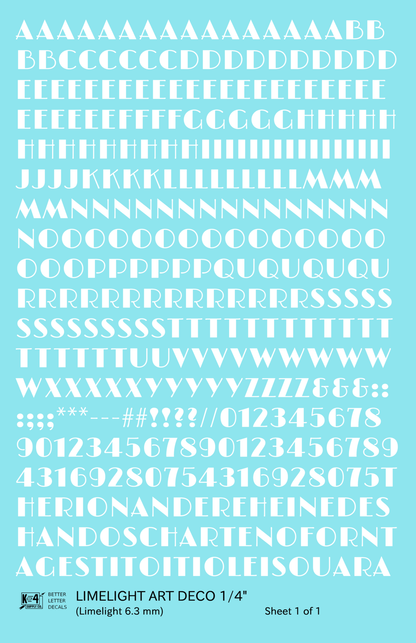 Limelight Art Deco Letter Number Alphabet