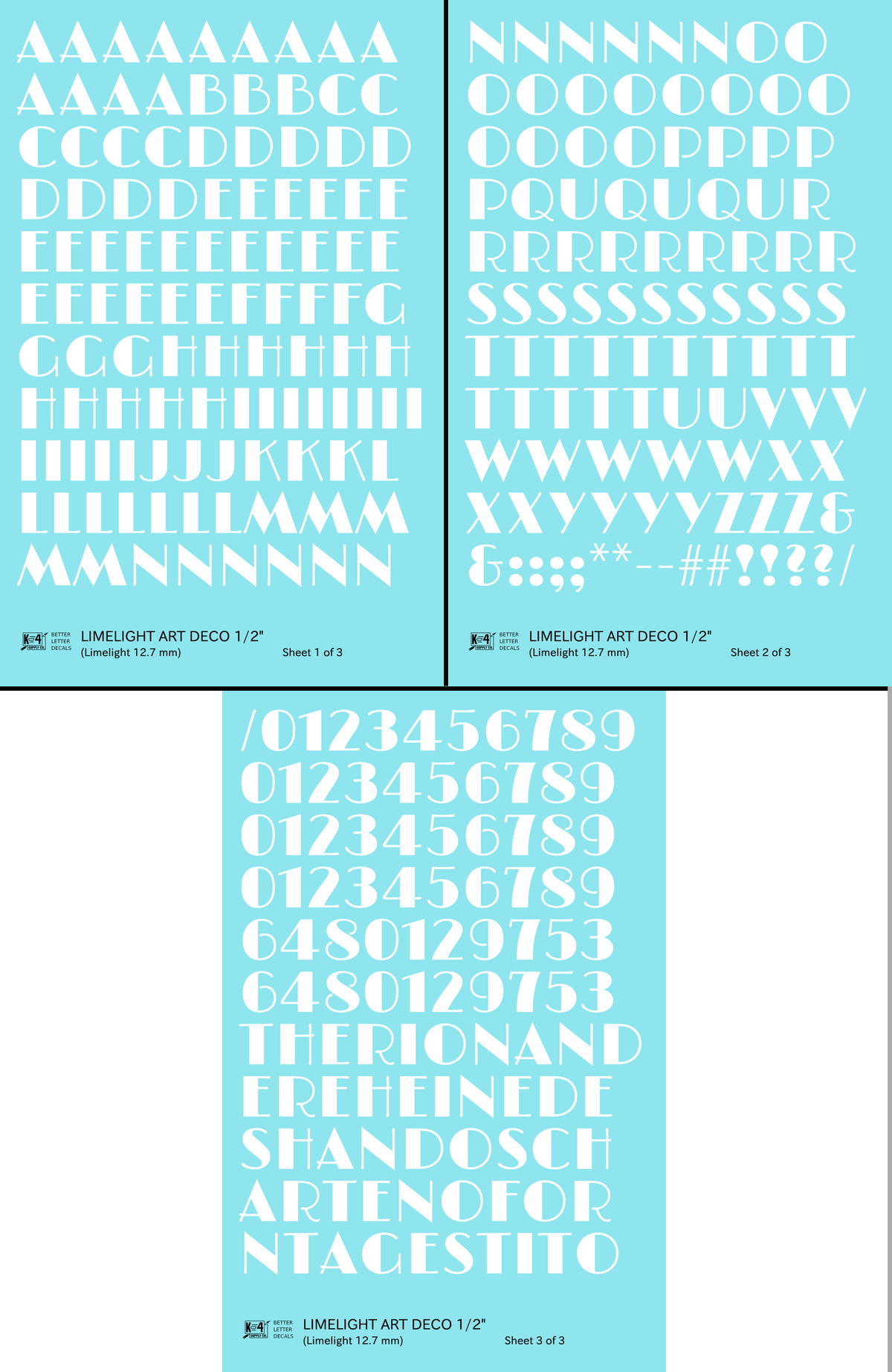 Limelight Art Deco Letter Number Alphabet