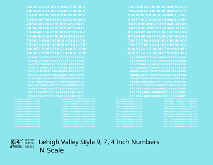 Lehigh Valley Freight Car Numbers  White 9, 7 and 4 Inch Renumber