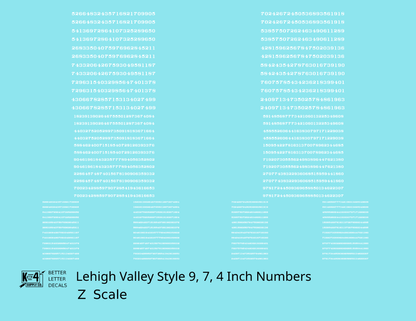 Lehigh Valley Freight Car Numbers  White 9, 7 and 4 Inch Renumber