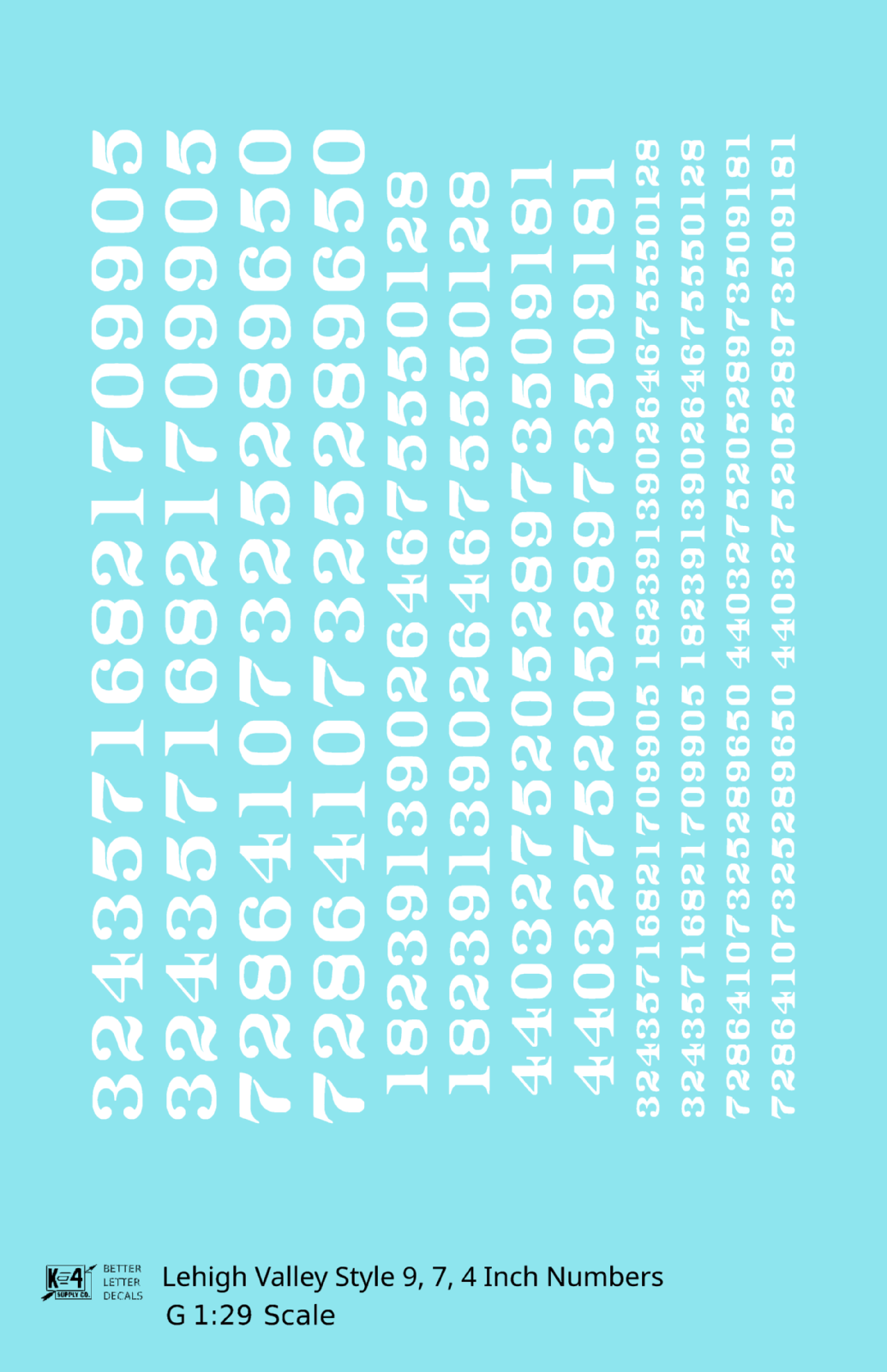 Lehigh Valley Freight Car Numbers  White 9, 7 and 4 Inch Renumber