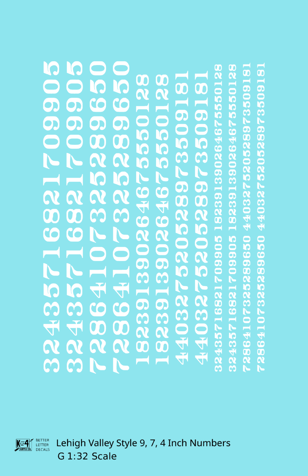 Lehigh Valley Freight Car Numbers  White 9, 7 and 4 Inch Renumber