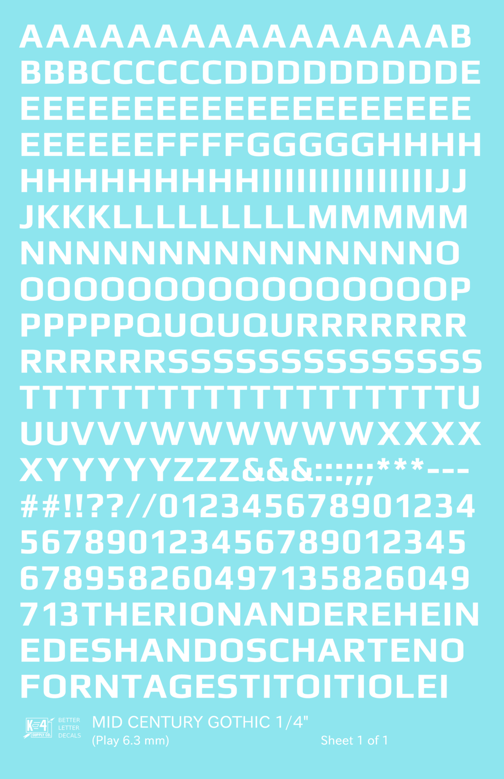 Mid Century Gothic Letter Number Alphabet