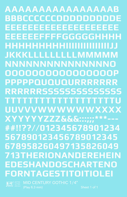Mid Century Gothic Letter Number Alphabet
