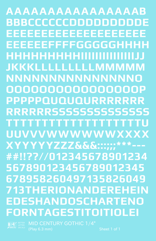 Mid Century Gothic Letter Number Alphabet