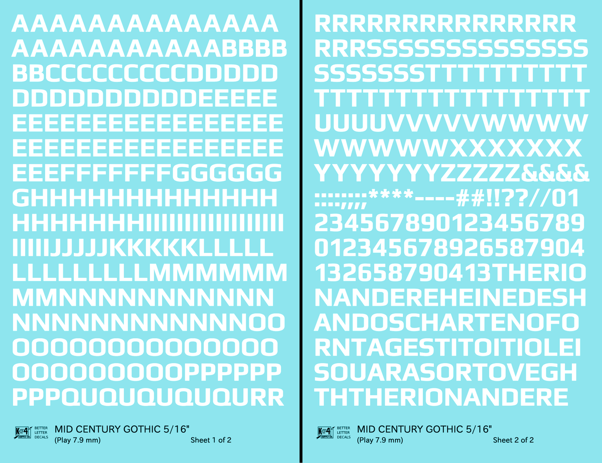 Mid Century Gothic Letter Number Alphabet
