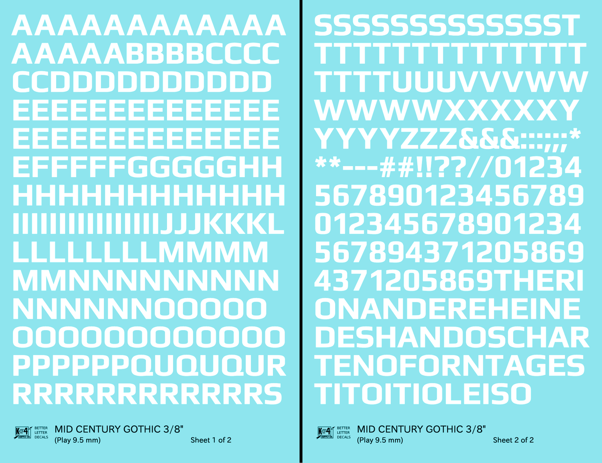 Mid Century Gothic Letter Number Alphabet