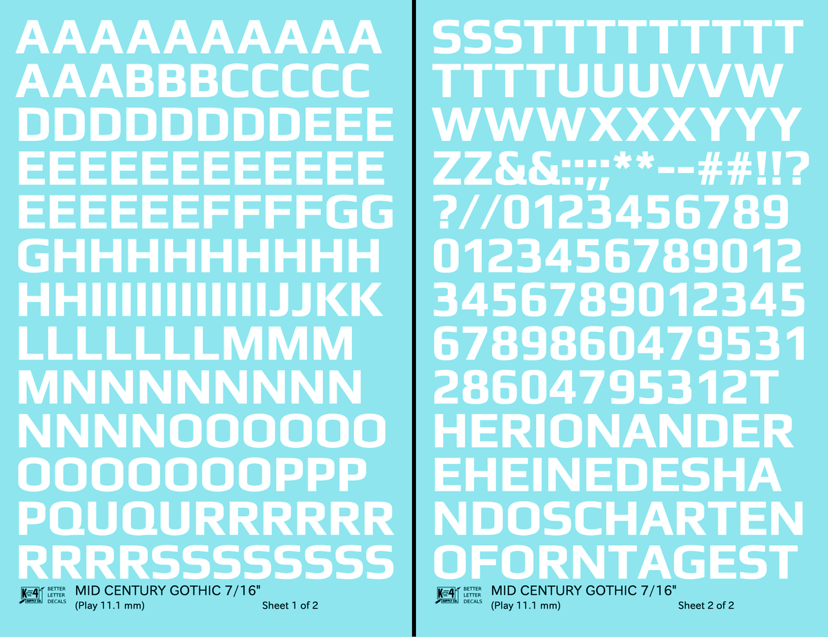 Mid Century Gothic Letter Number Alphabet