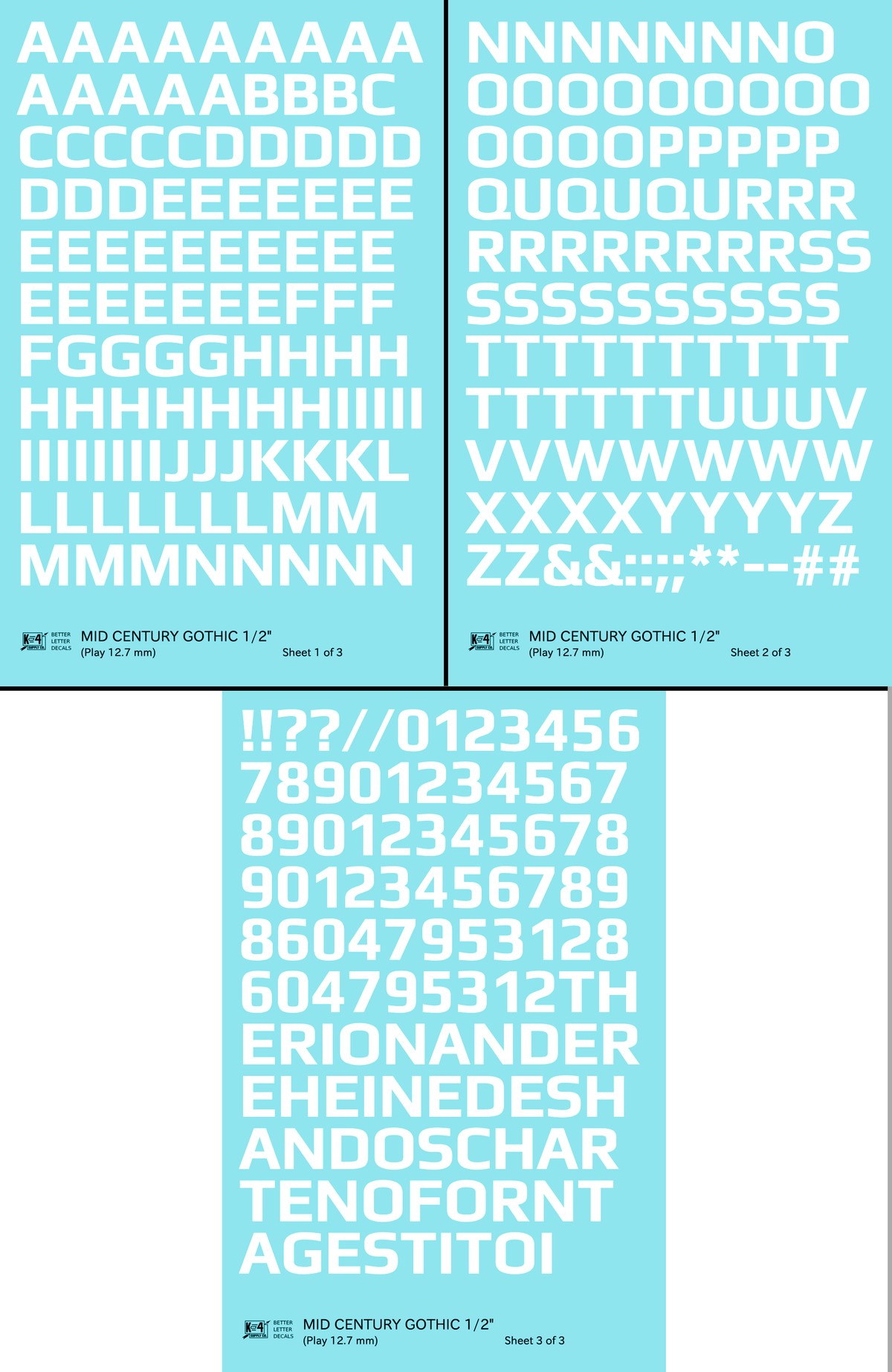 Mid Century Gothic Letter Number Alphabet