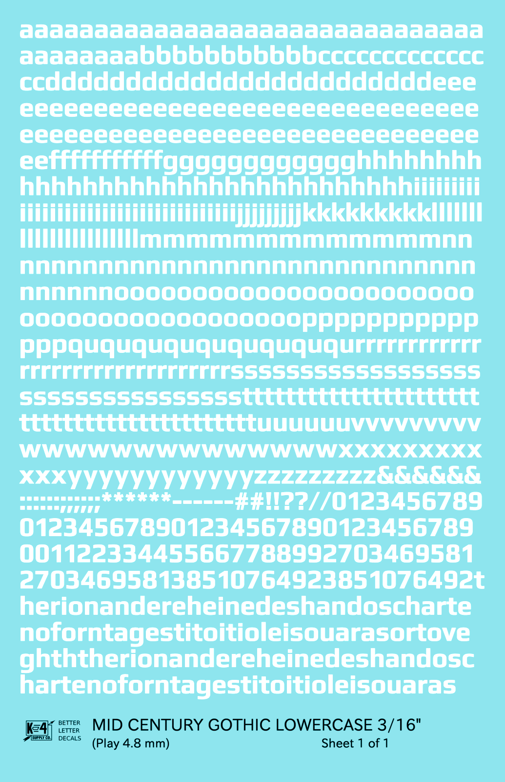 Lowercase Mid Century Gothic Letter Alphabet