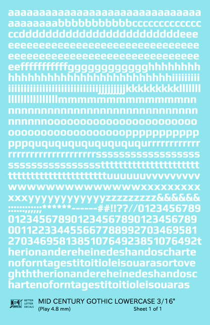 Lowercase Mid Century Gothic Letter Alphabet