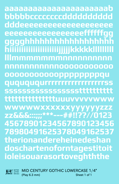 Lowercase Mid Century Gothic Letter Alphabet