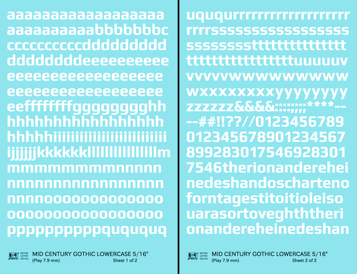 Lowercase Mid Century Gothic Letter Alphabet