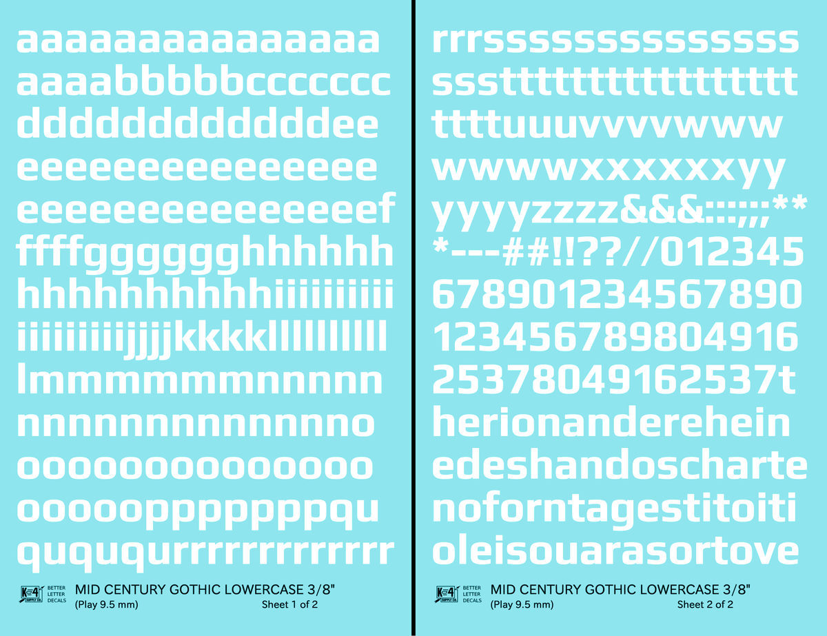 Lowercase Mid Century Gothic Letter Alphabet
